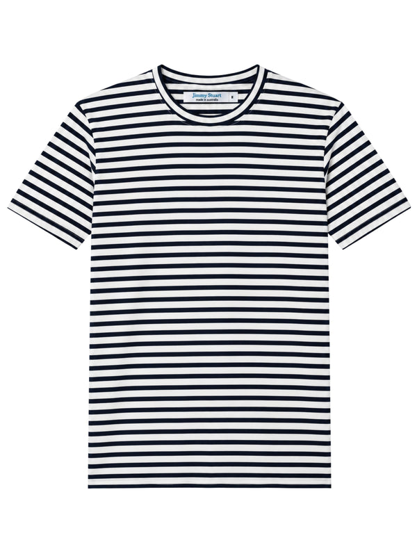 Siberia Stripe Cotton S/S Tee - Navy/White
