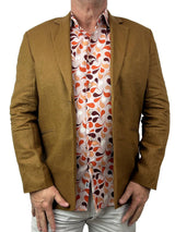 Sixties Abstract Cotton L/S Big Mens Shirt - Orange
