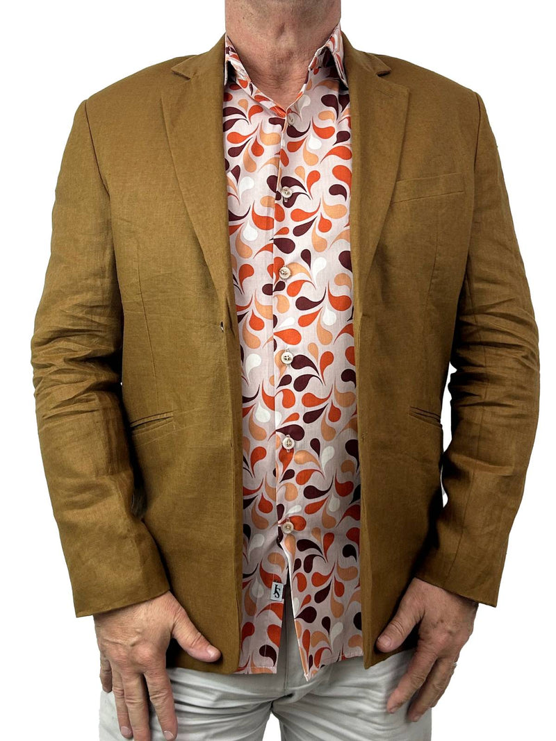 Sixties Abstract Cotton L/S Shirt - Orange