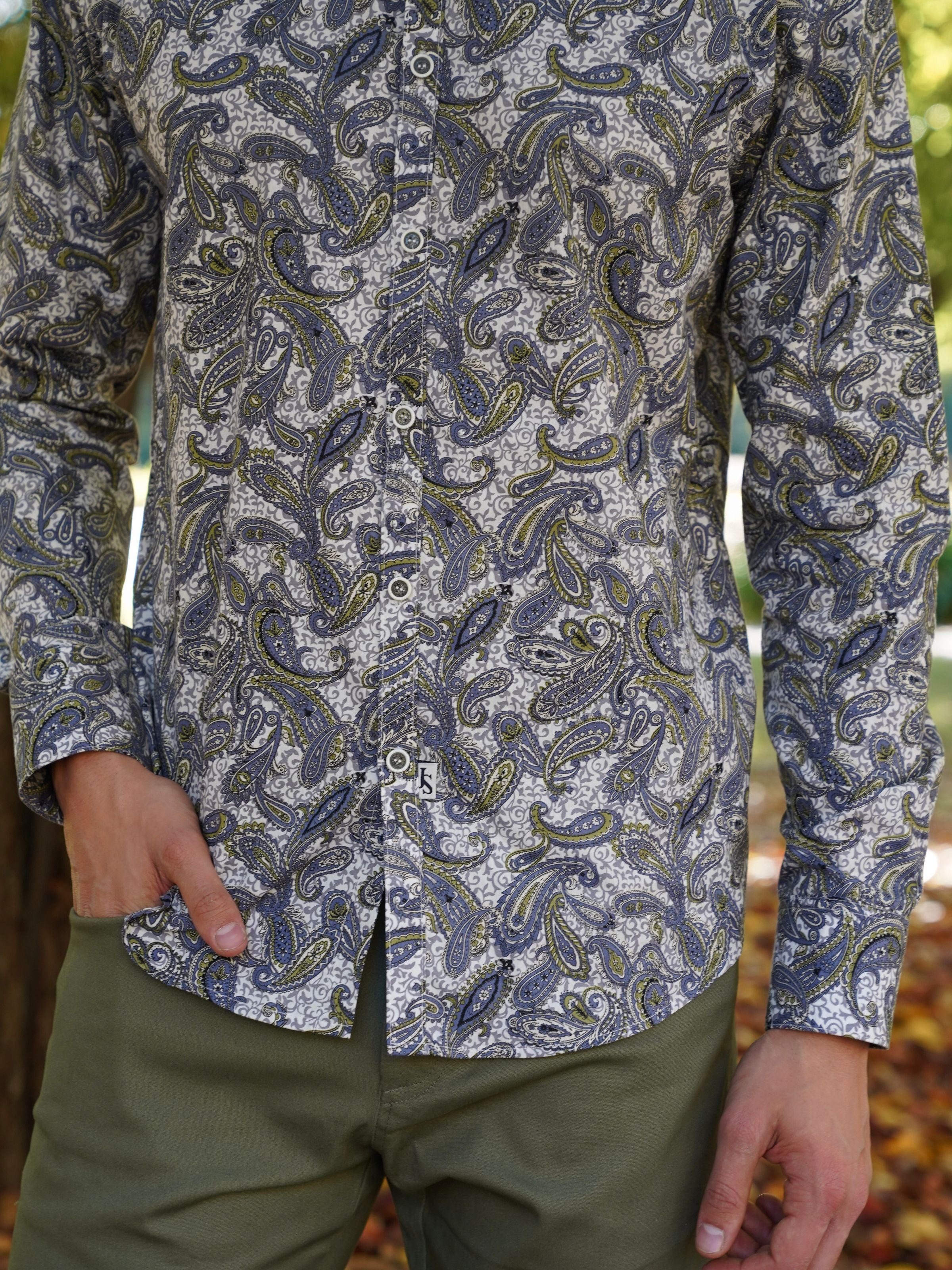 Slick Paisley Cotton L/S Shirt - Grey