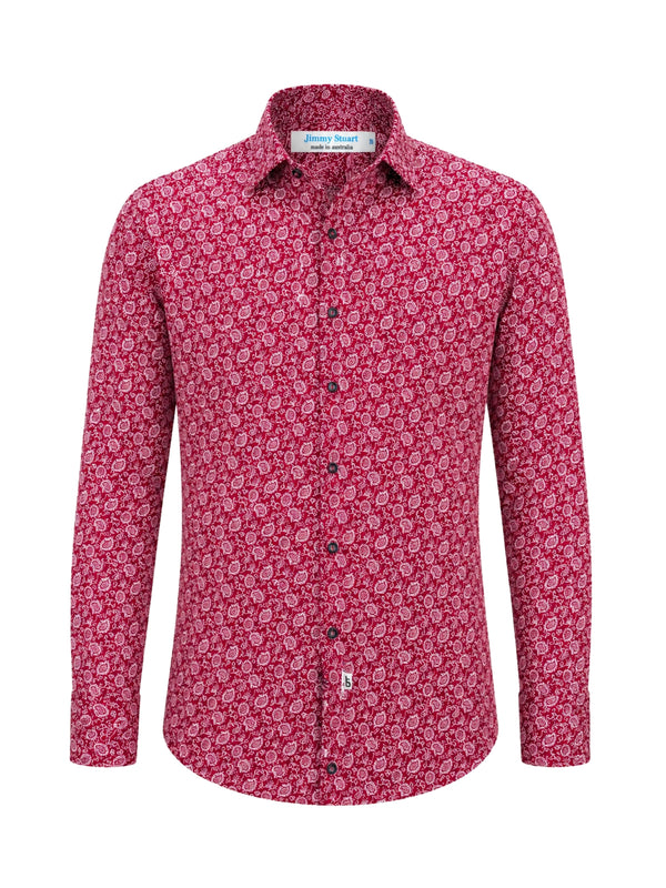 Spiced Paisley L/S Big Mens Shirt – Red