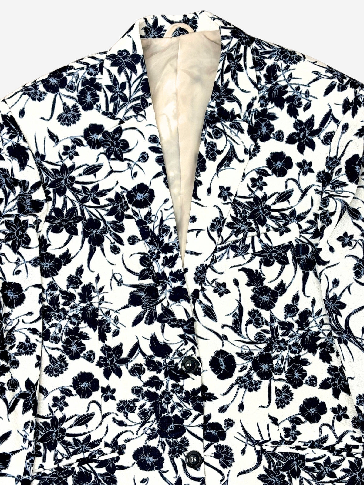 Spitfire Floral Linen Jacket - White/Blue