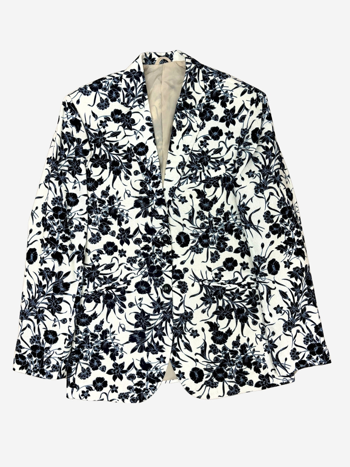 Spitfire Floral Linen Jacket - White/Blue