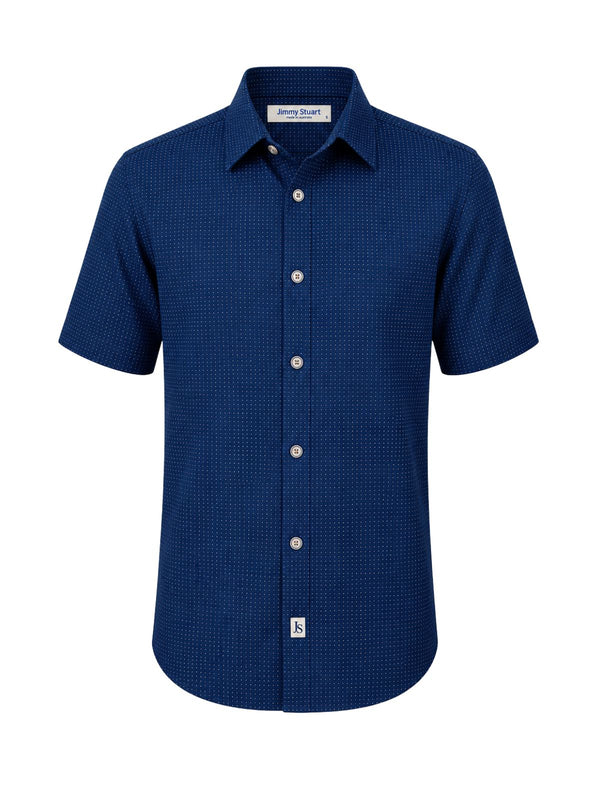 Starry Night Liberty Cotton S/S Big Mens Shirt - Navy/White