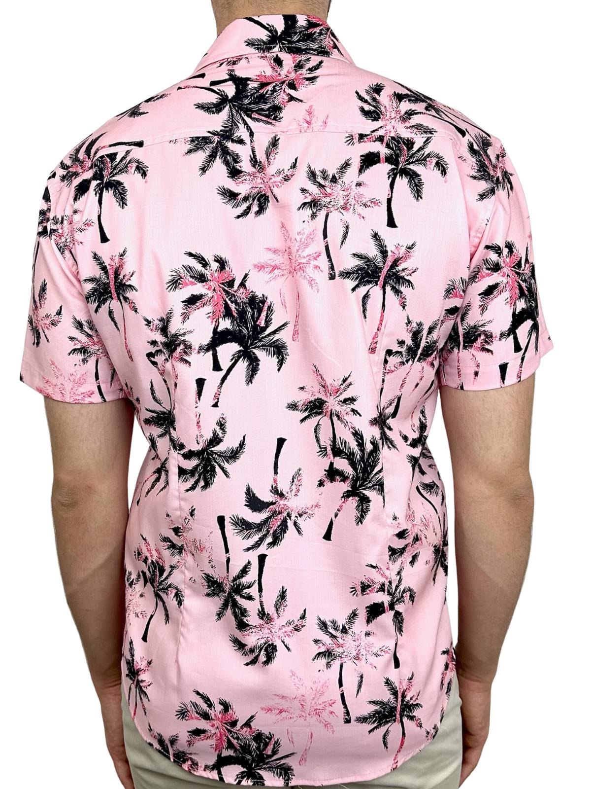 Sunset Hawaiian Cotton S/S Big Mens Shirt - Pink