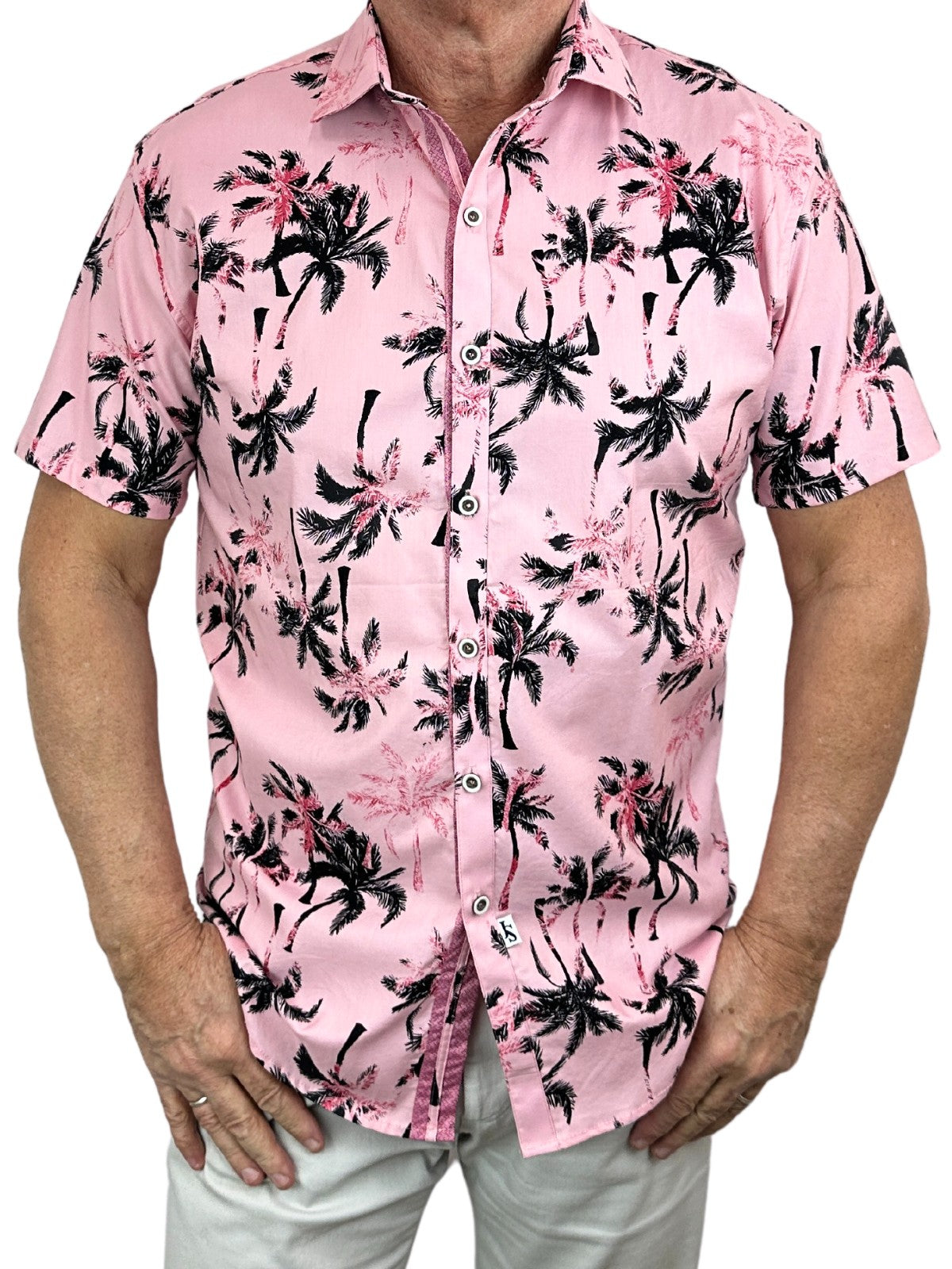 Sunset Hawaiian Cotton S/S Big Mens Shirt - Pink