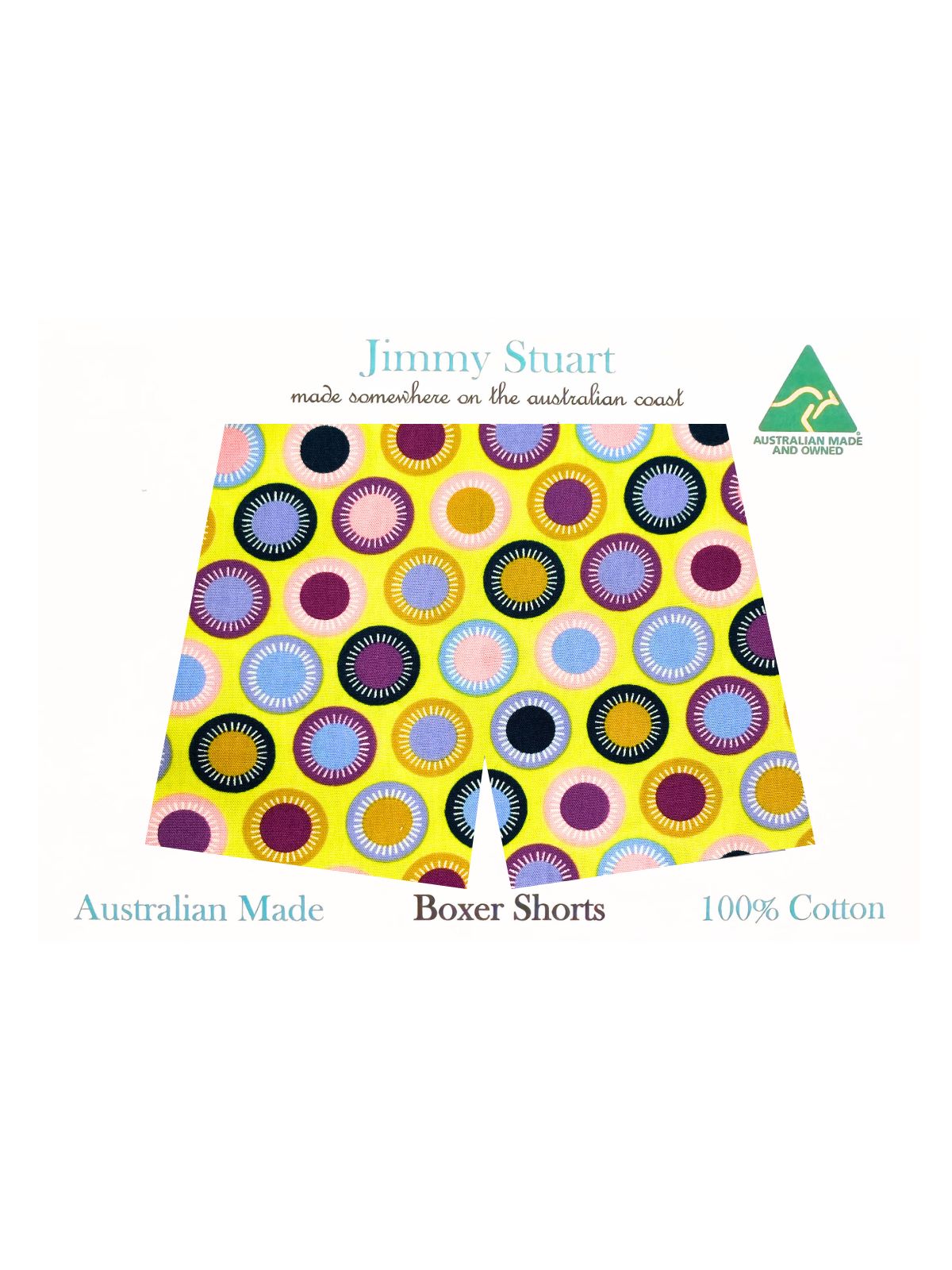 Sunspot Abstract Cotton Boxer Short - Yellow