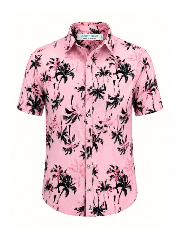 Sunset Hawaiian Cotton S/S Shirt - Pink