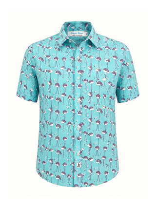 Sway Abstract Cotton/Rayon S/S Shirt - Turquoise/Pink