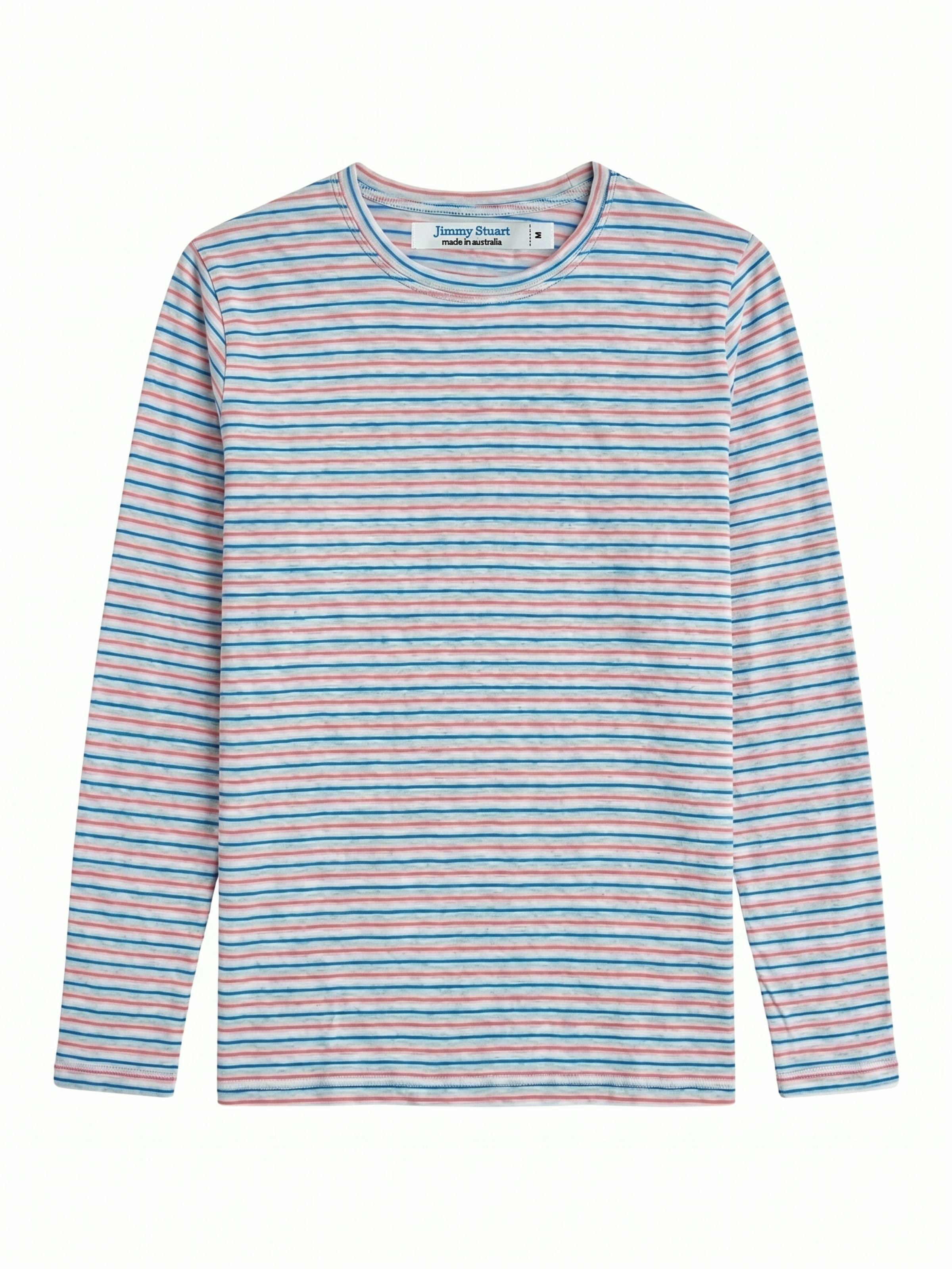 Swiss Stripe Cotton L/S Tee - Grey/Multi