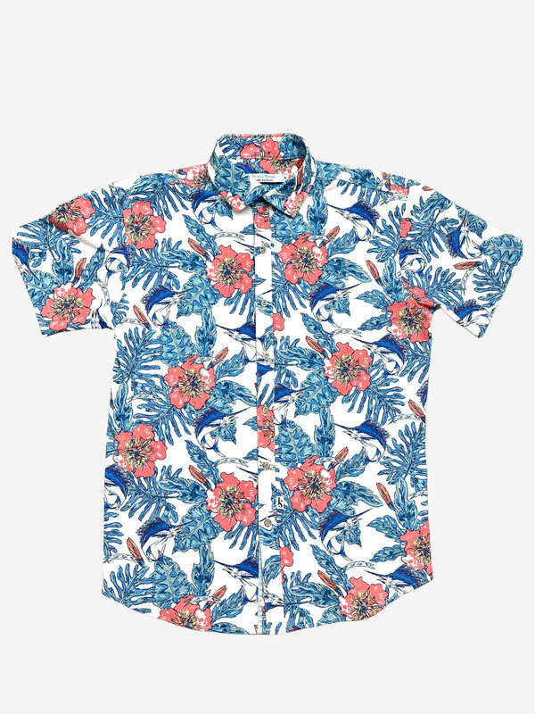 Swordfish Hawaiian Cotton/Rayon S/S Shirt - Blue