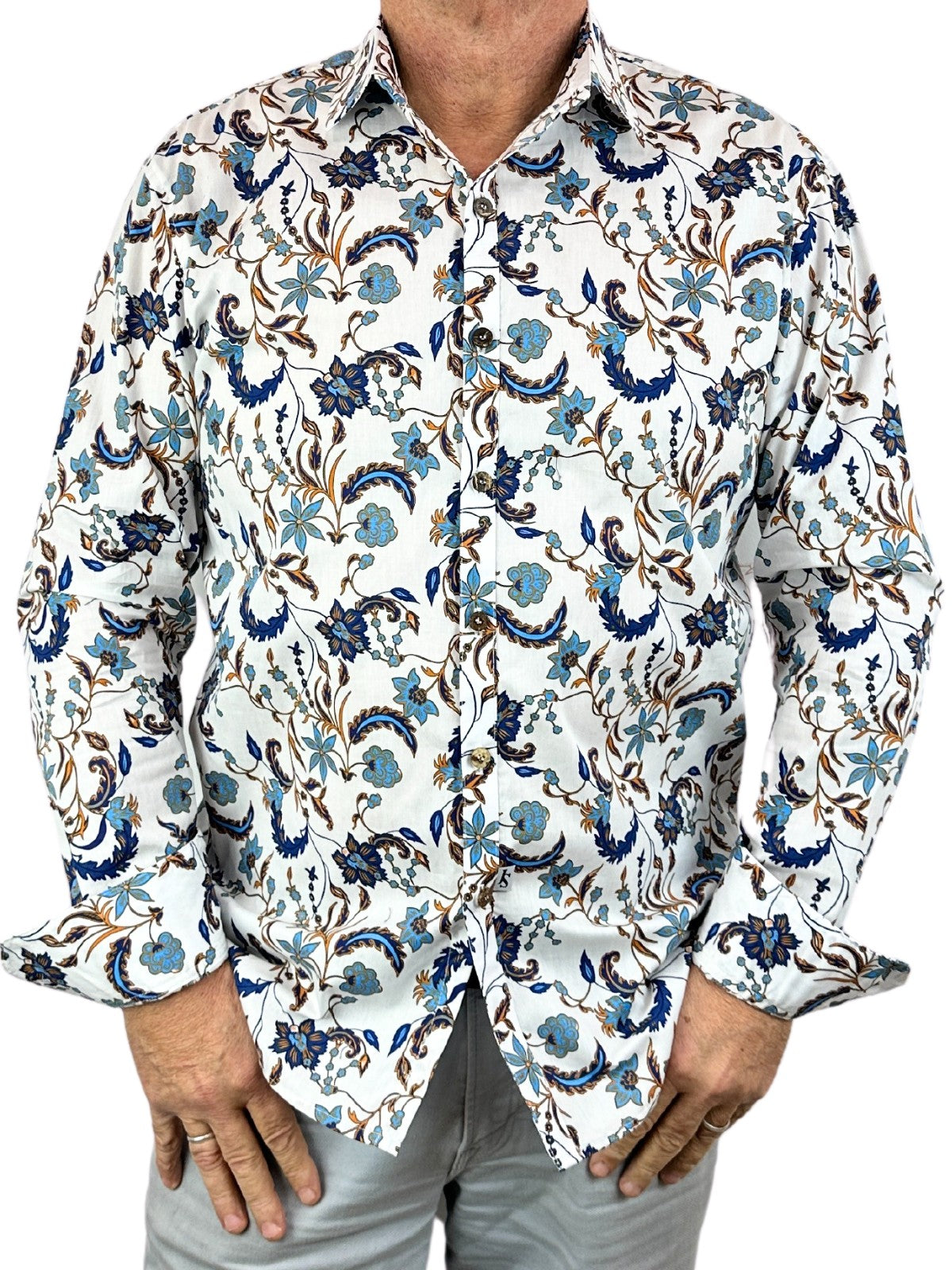 Taboo Floral Cotton L/S Shirt - White