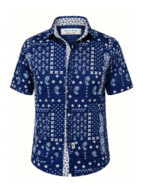 Tadpole Paisley Cotton S/S Big Mens Shirt - Navy