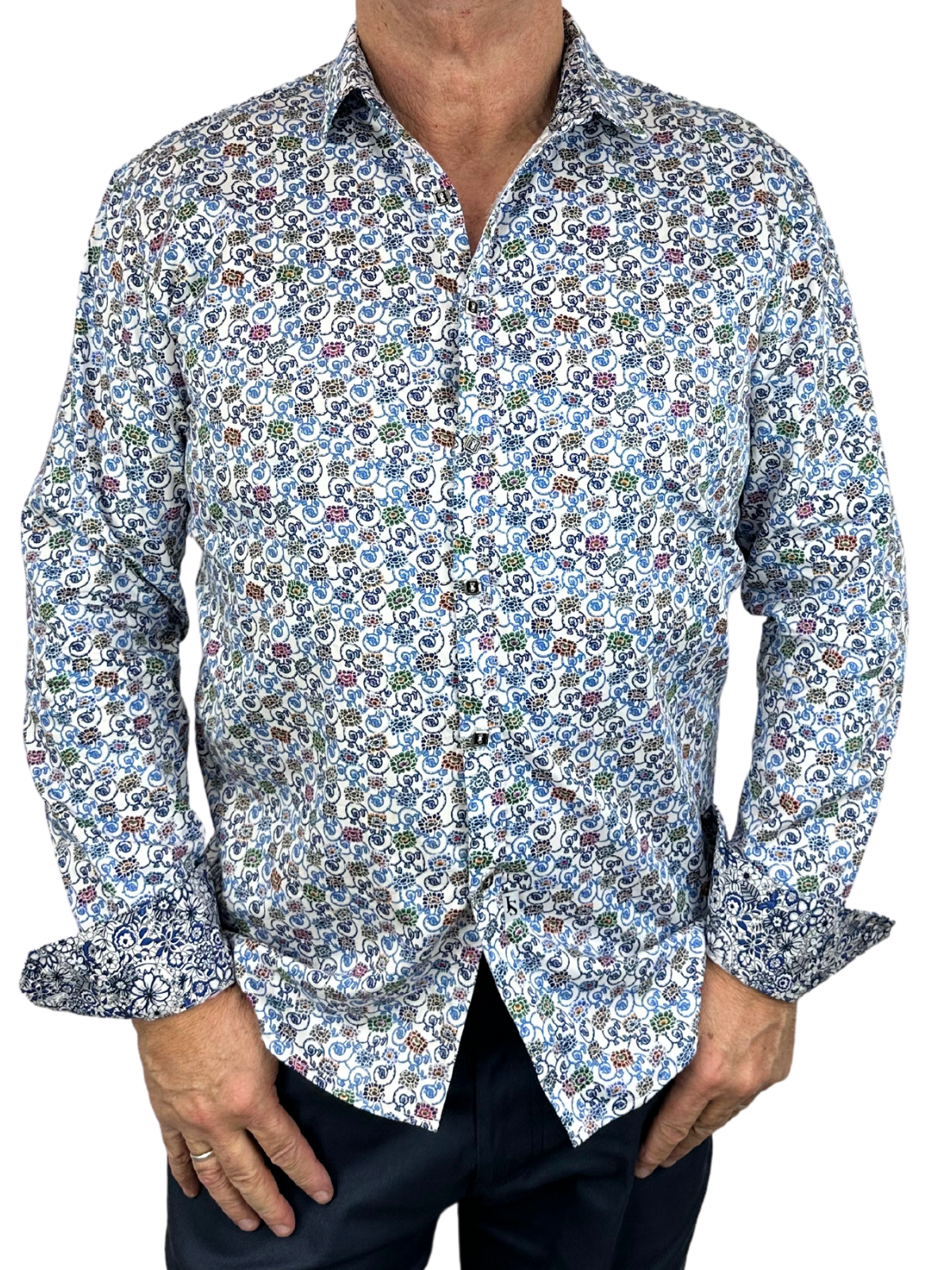 Embrace Floral Cotton L/S Shirt - Blue