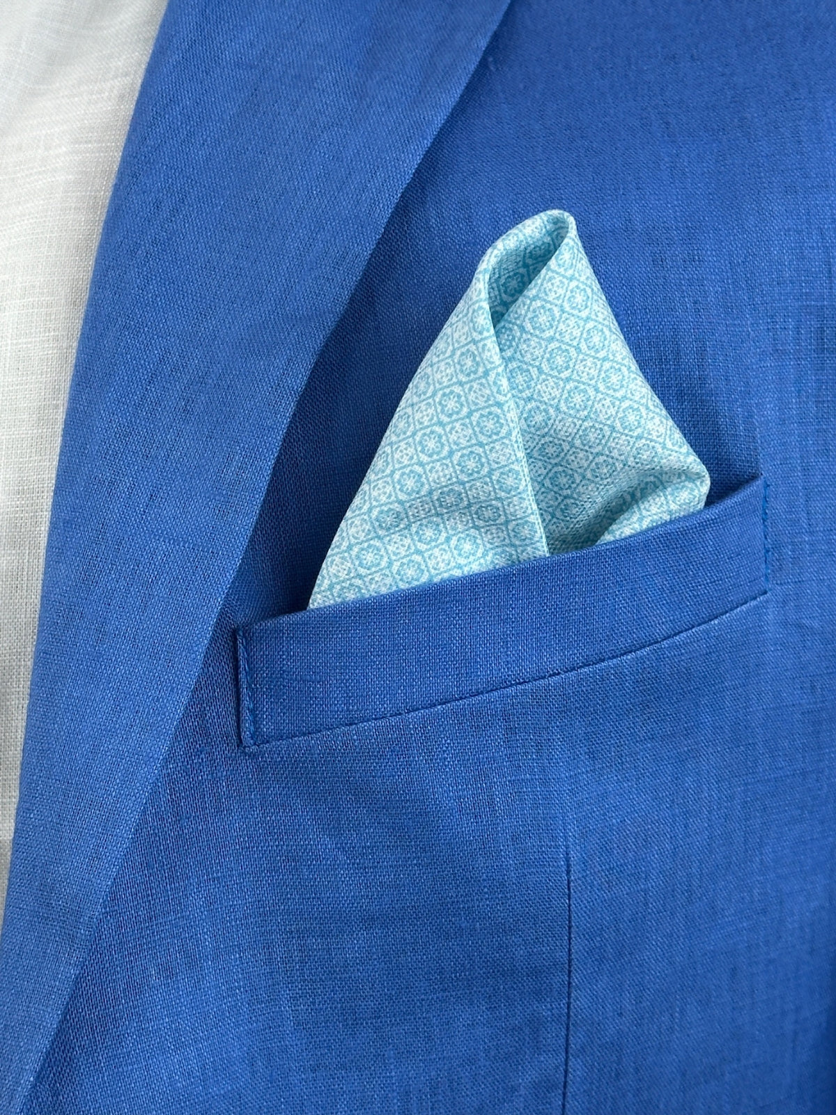 Tessera Cotton Pocket Square - Blue