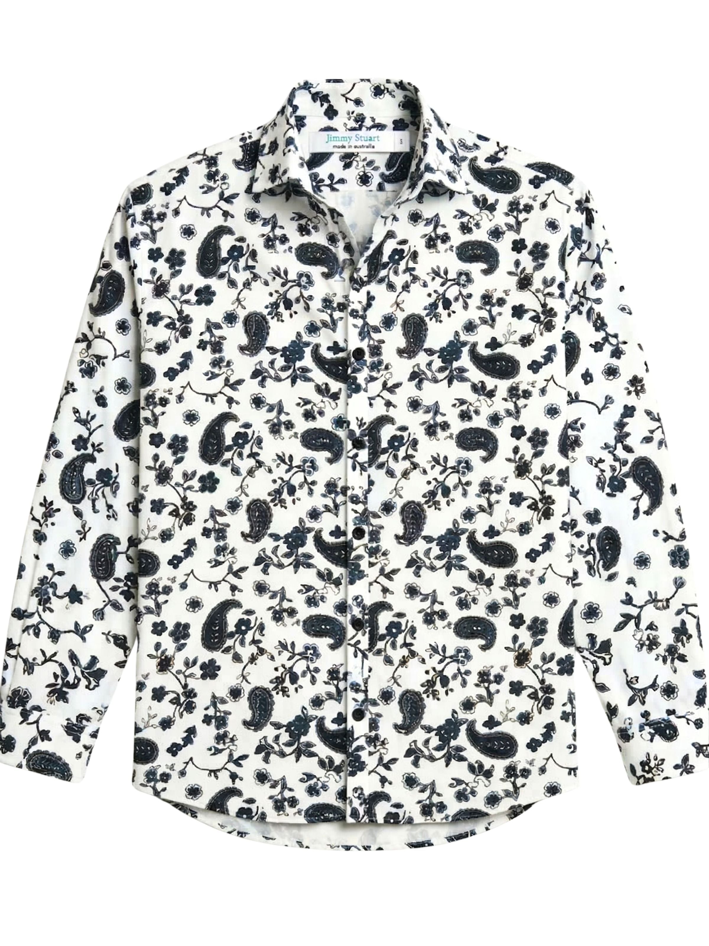 Day of the Dead Paisley Cotton L/S Shirt - White/Black