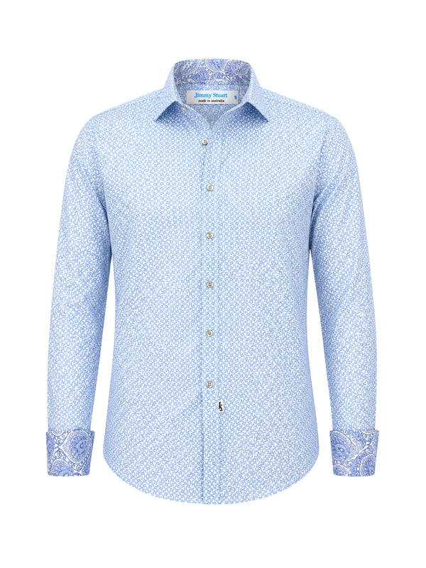 Thor Geometric Cotton L/S Big Mens Shirt - Blue