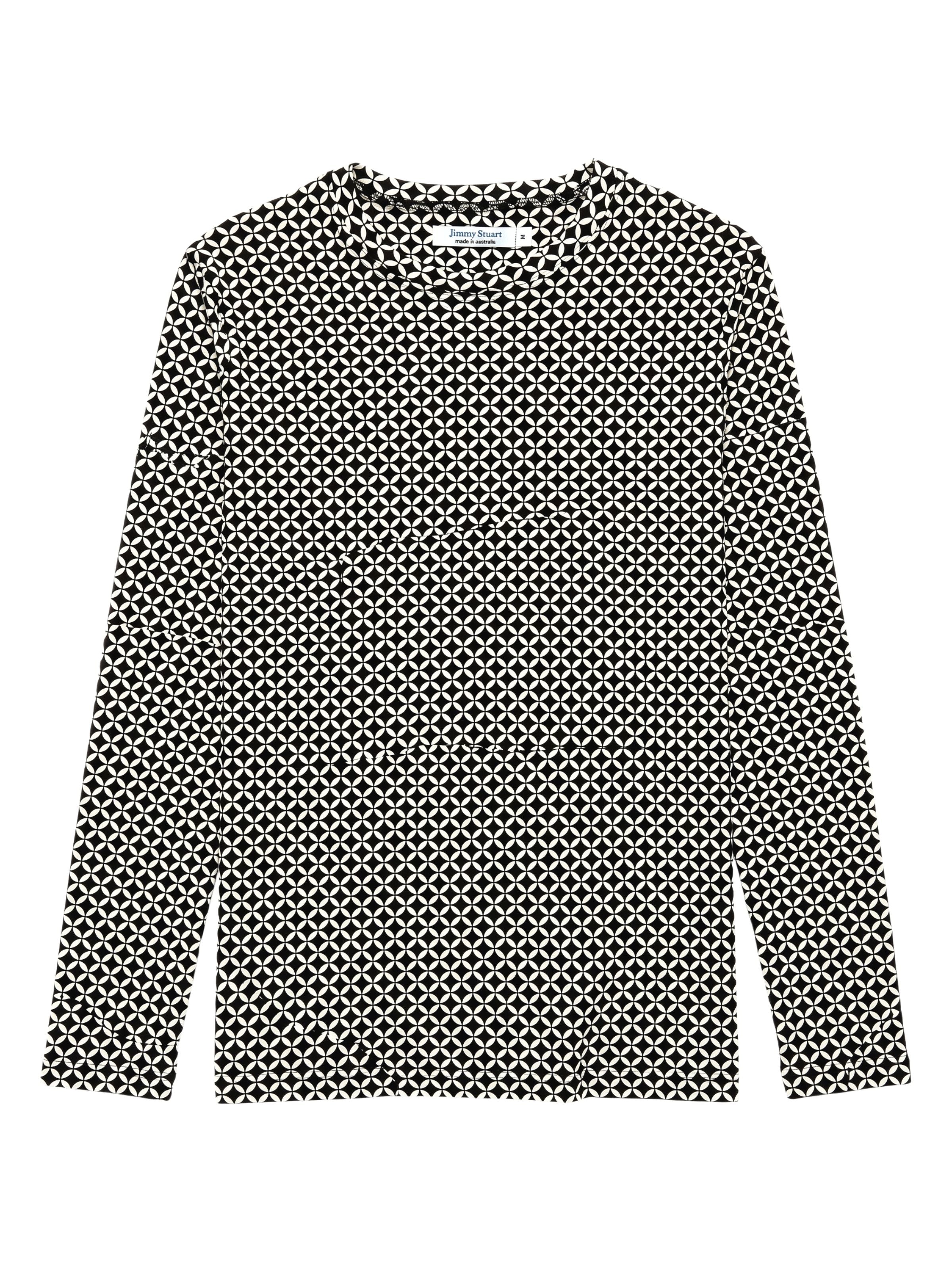 Thredbo Geometric Cotton L/S Tee - Black/White