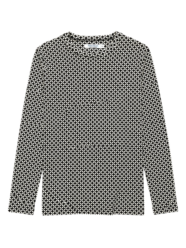 Thredbo Geometric Cotton L/S Tee - Black/White