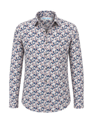 Thrive Floral Cotton L/S Shirt - Pink/Navy