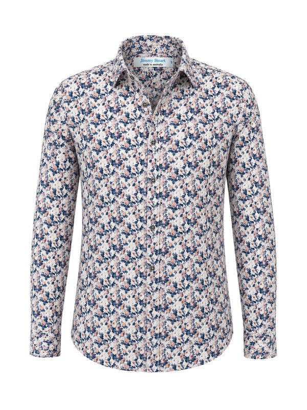 Thrive Floral Cotton L/S Shirt - Pink/Navy