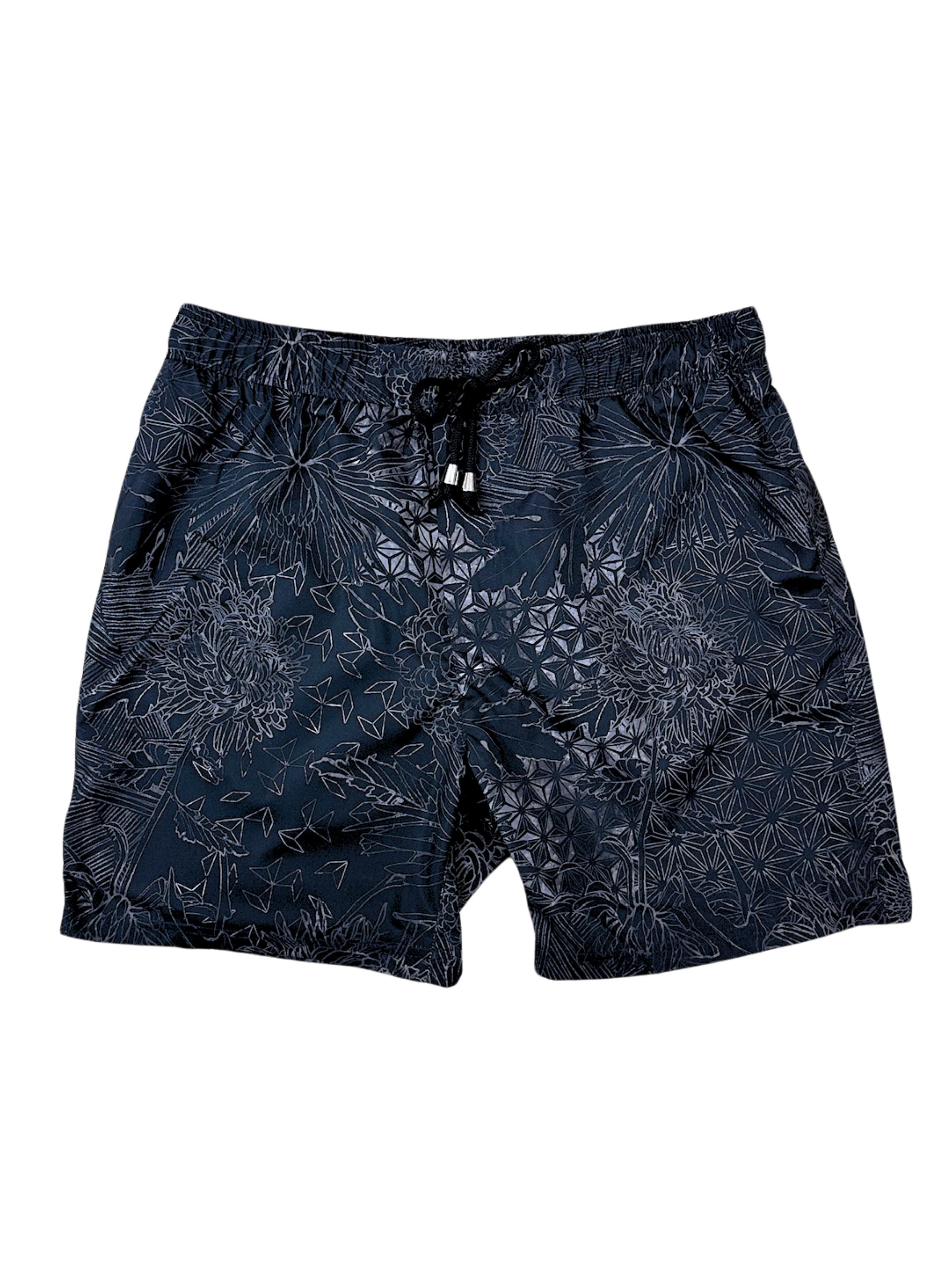 Twilight Abstract Swim Short- Black