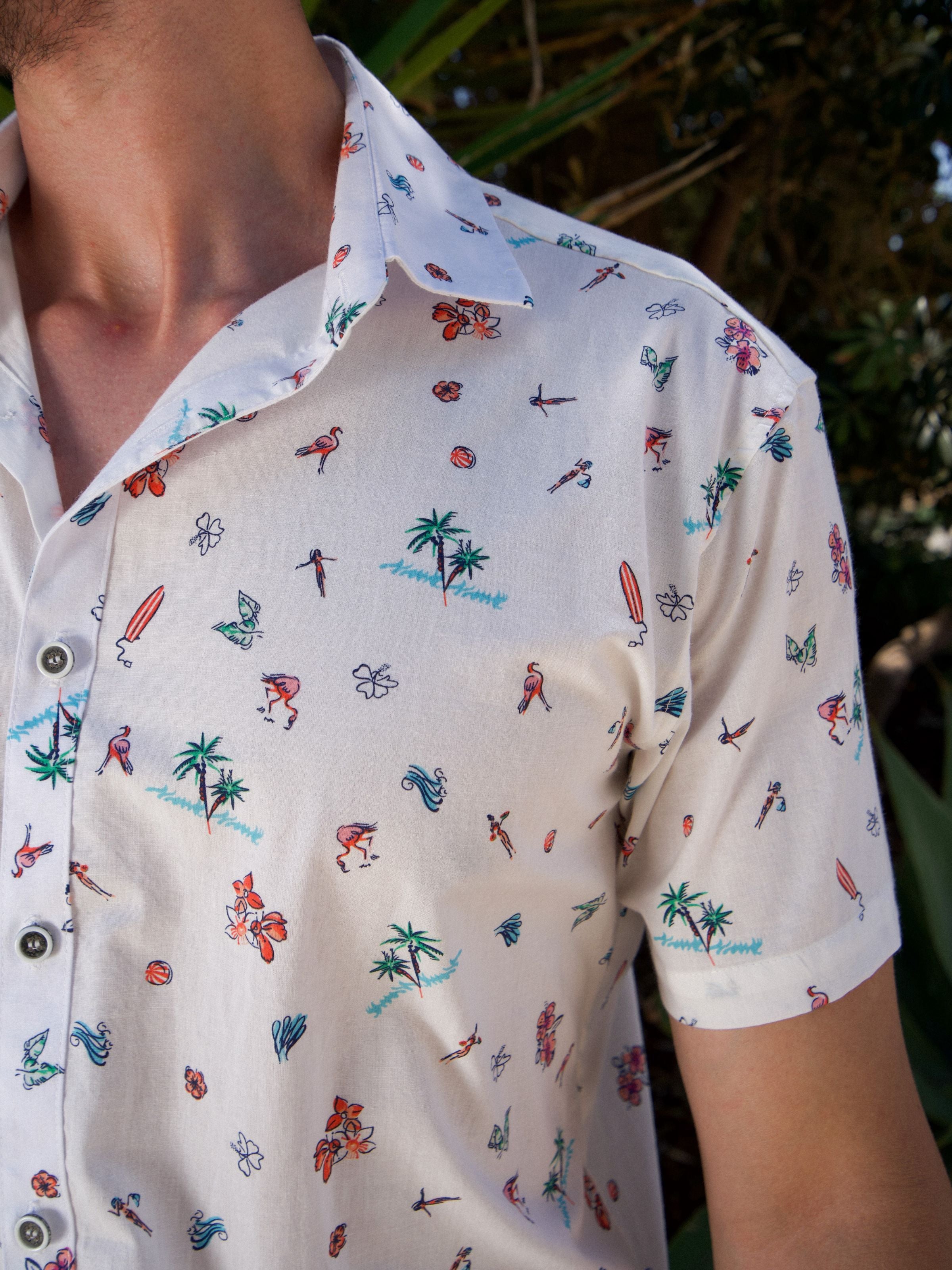 Vacation Hawaiian Cotton S/S Shirt - White