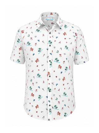 Vacation Hawaiian Cotton S/S Big Mens Shirt - White