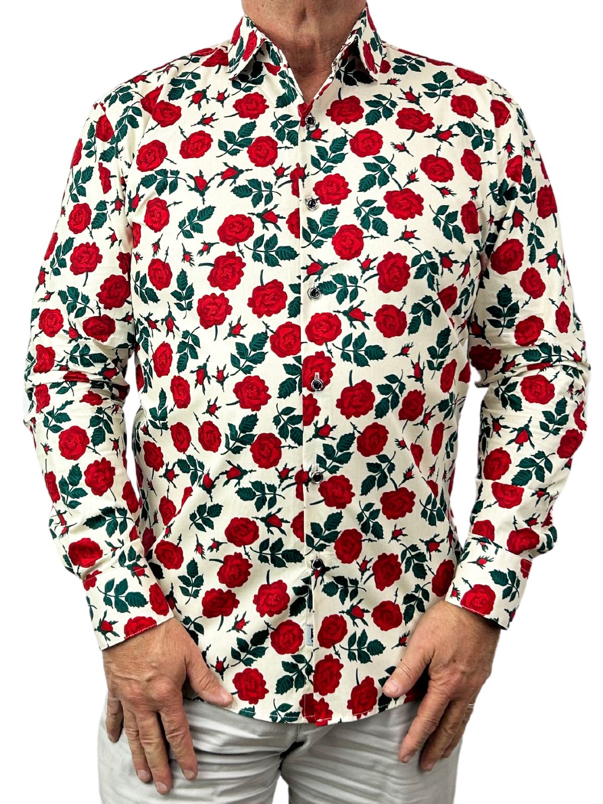 Valentine Floral Cotton L/S Shirt - Red