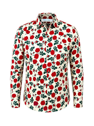 Valentine Floral Cotton L/S Shirt - Red
