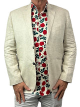 Valentine Floral Cotton L/S Big Mens Shirt- Red