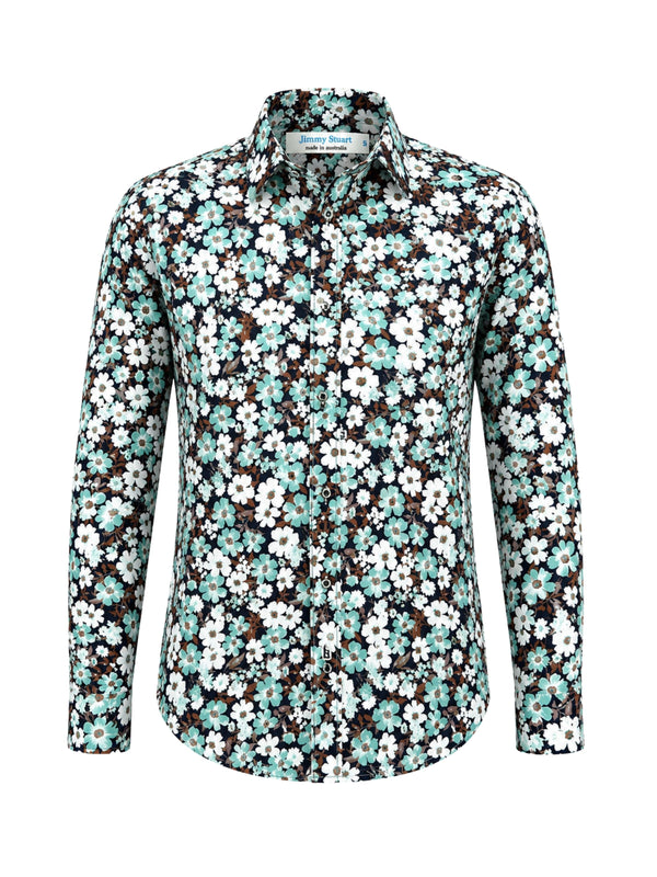 Valley Floral Cotton L/S Shirt – Blue