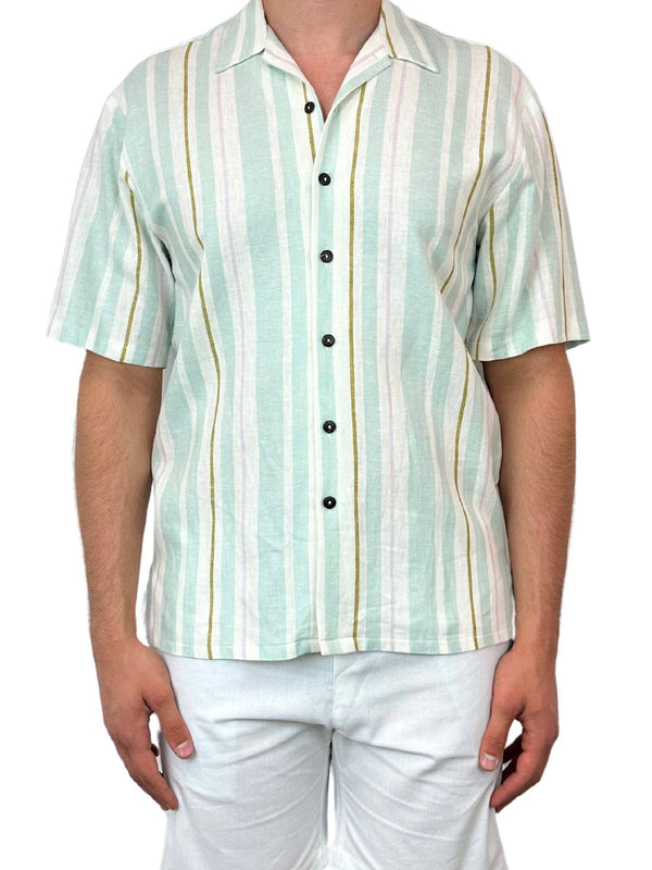 Vaucluse Stripe Linen S/S Big Mens Shirt