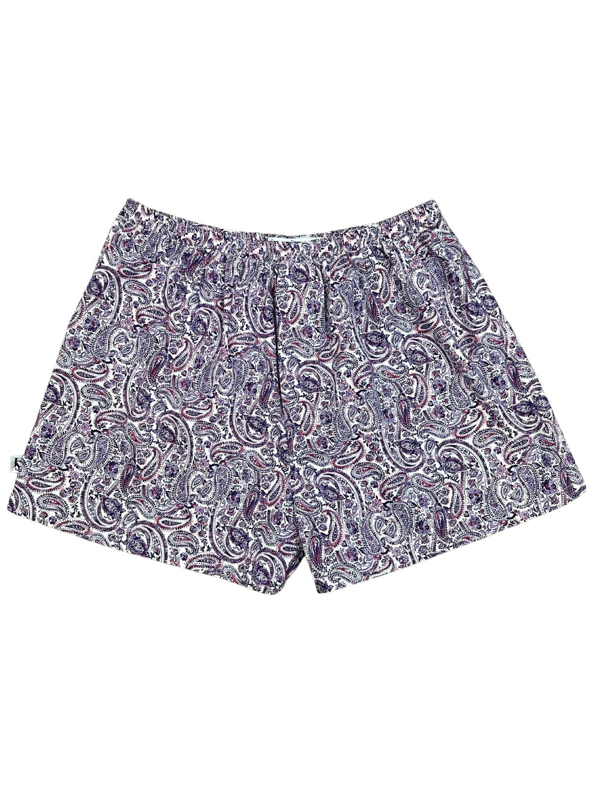 Violet Paisley Cotton Boxer Short - Purple