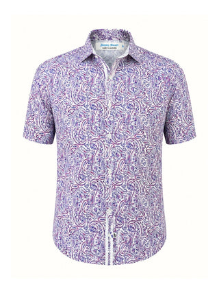 Violet Paisley Cotton S/S Shirt - Purple