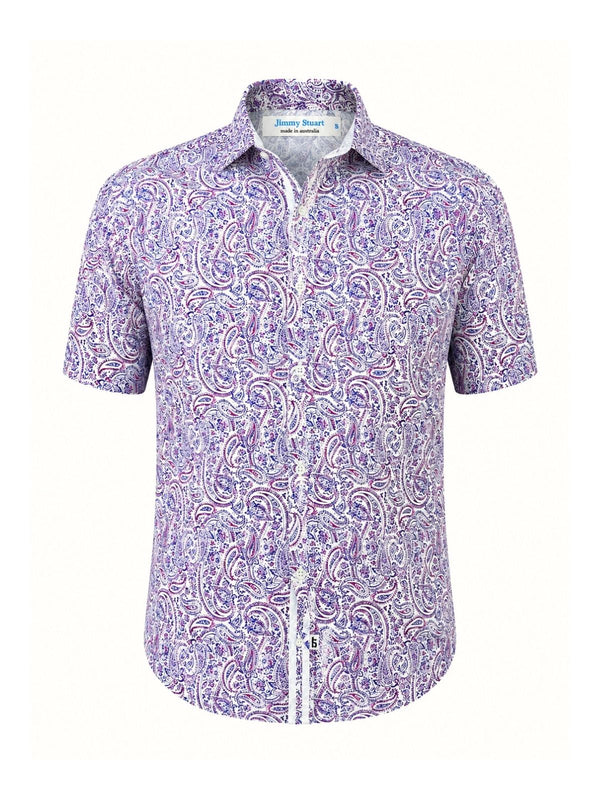 Violet Paisley Cotton S/S Shirt - Purple
