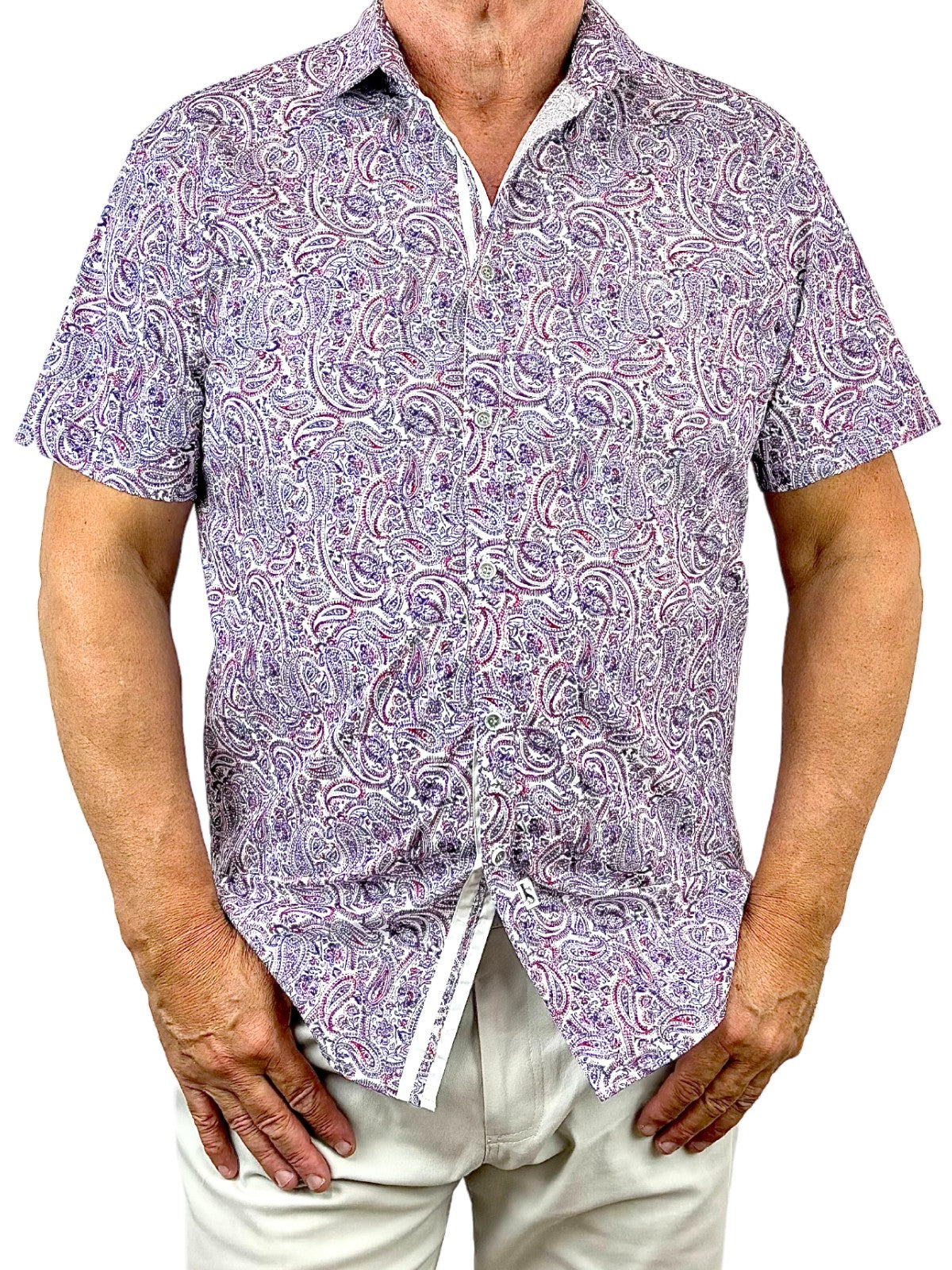 Violet Paisley Cotton S/S Shirt - Purple