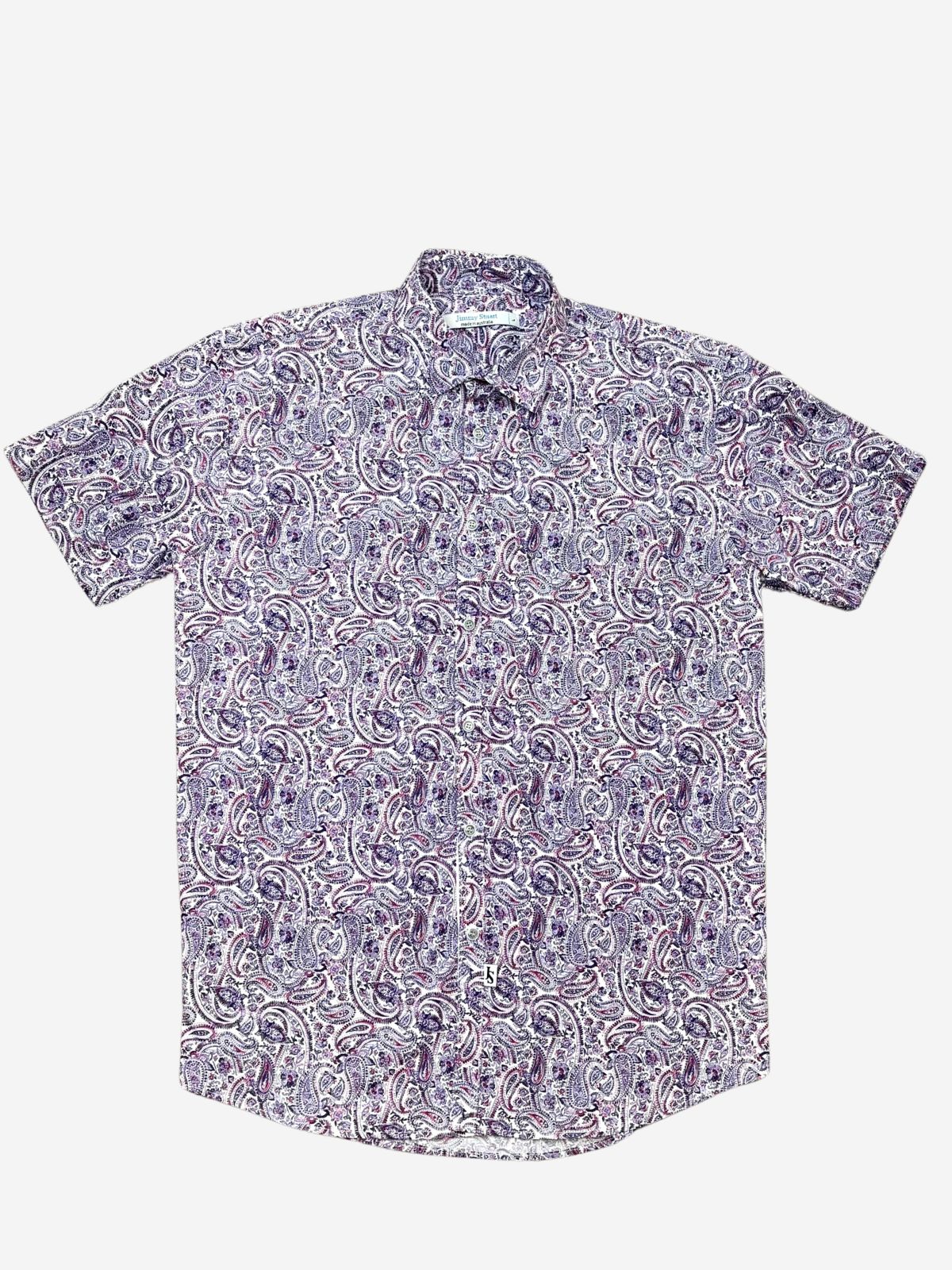 Violet Paisley Cotton S/S Big Mens Shirt - Purple