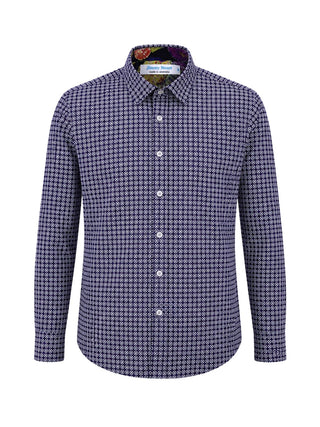 Vortex Geometric Cotton L/S Shirt - Purple