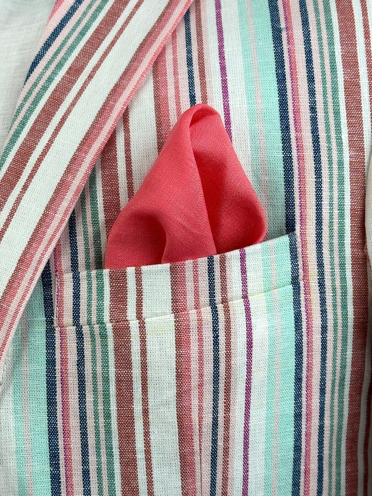 Watermelon Linen Pocket Square - Pink