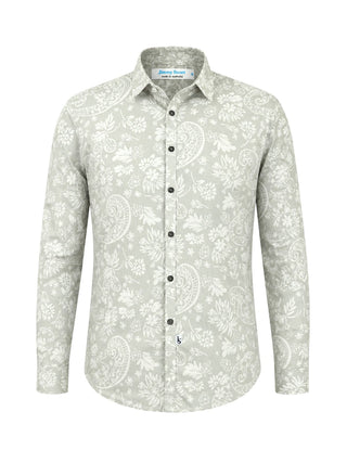 Wipeout Paisely Cotton Voile L/S Big Mens Shirt - Beige