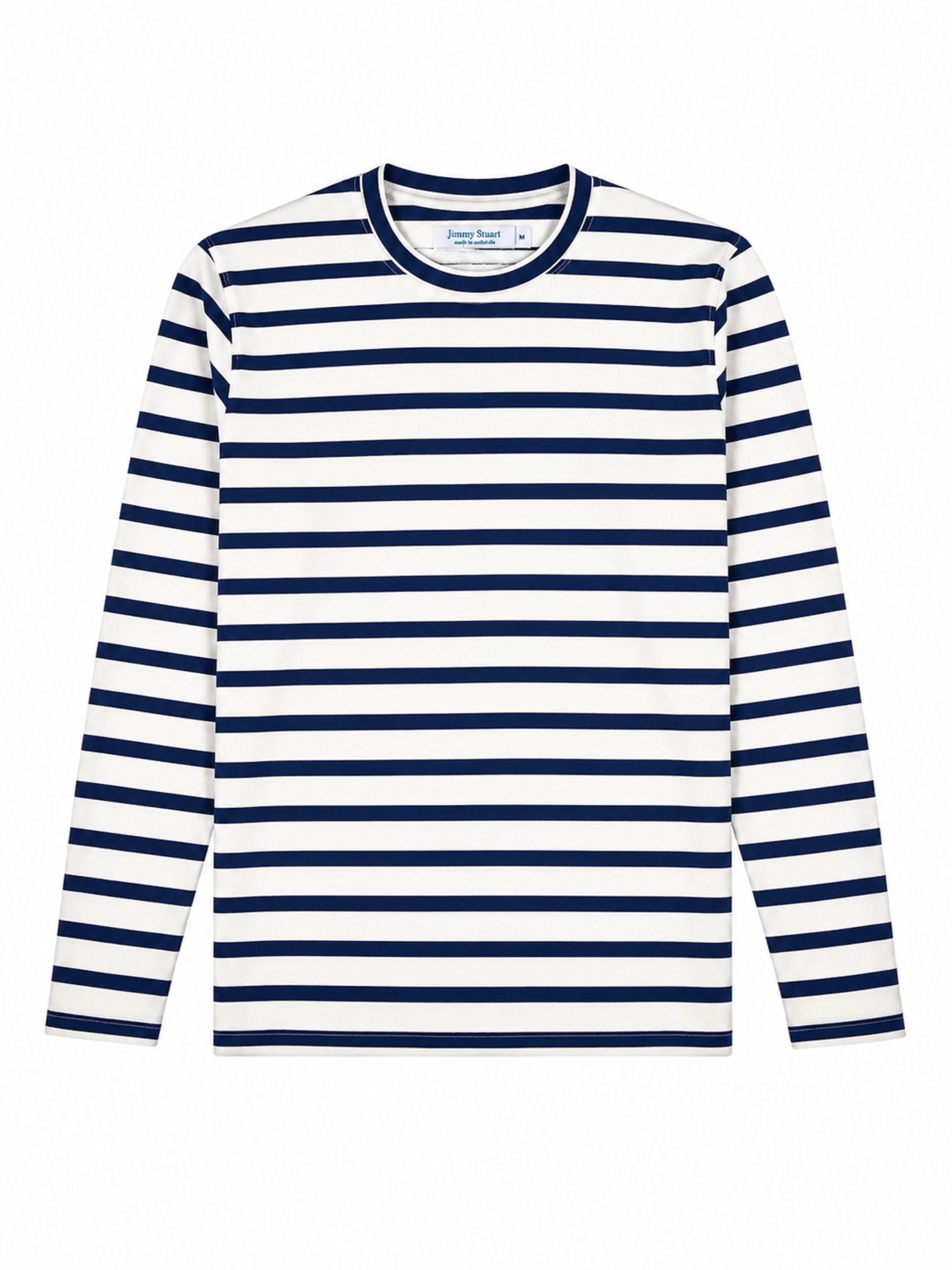 Whistler Stripe Cotton L/S Fleece Jumper - Navy/White