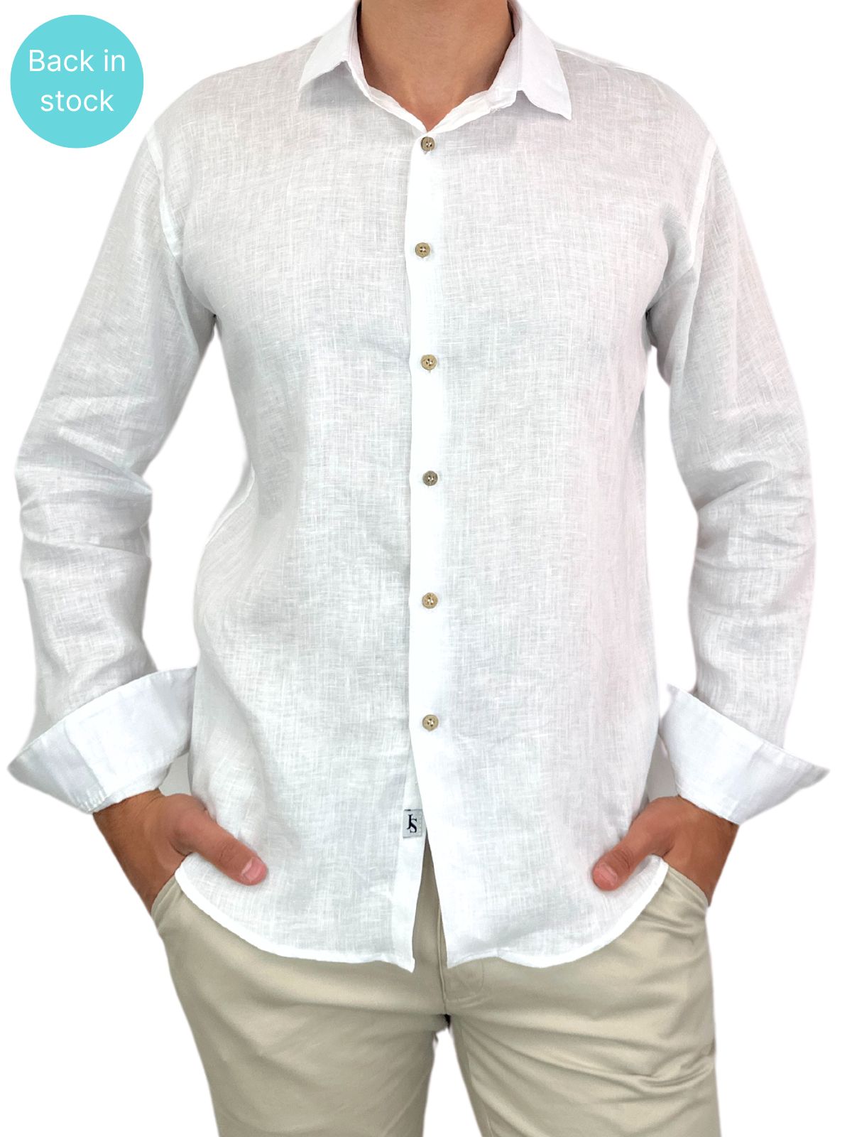 Byron Bay White Linen L/S Big Mens Shirt