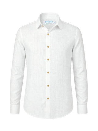 Byron Bay White Linen L/S Big Mens Shirt