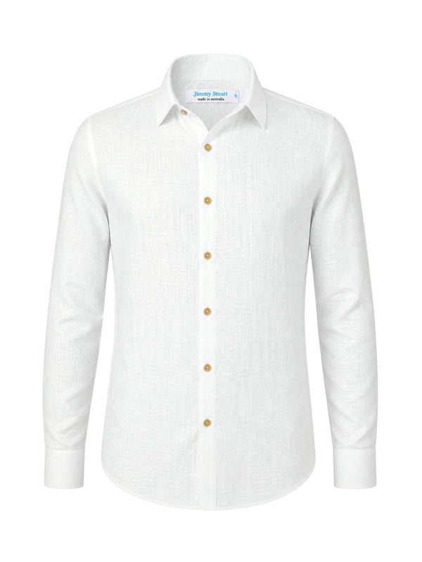 Byron Bay White Linen L/S Big Mens Shirt