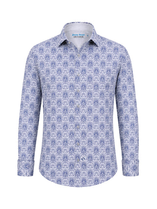 White Wash Paisley L/S Big Mens Shirt – Blue