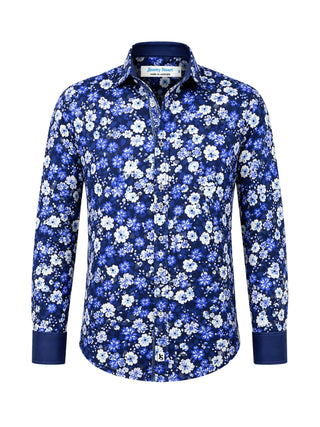 Wicked Floral Cotton L/S Shirt - Blue
