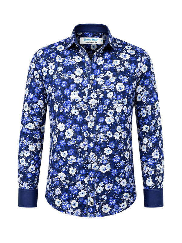 Wicked Floral Cotton L/S Shirt - Blue