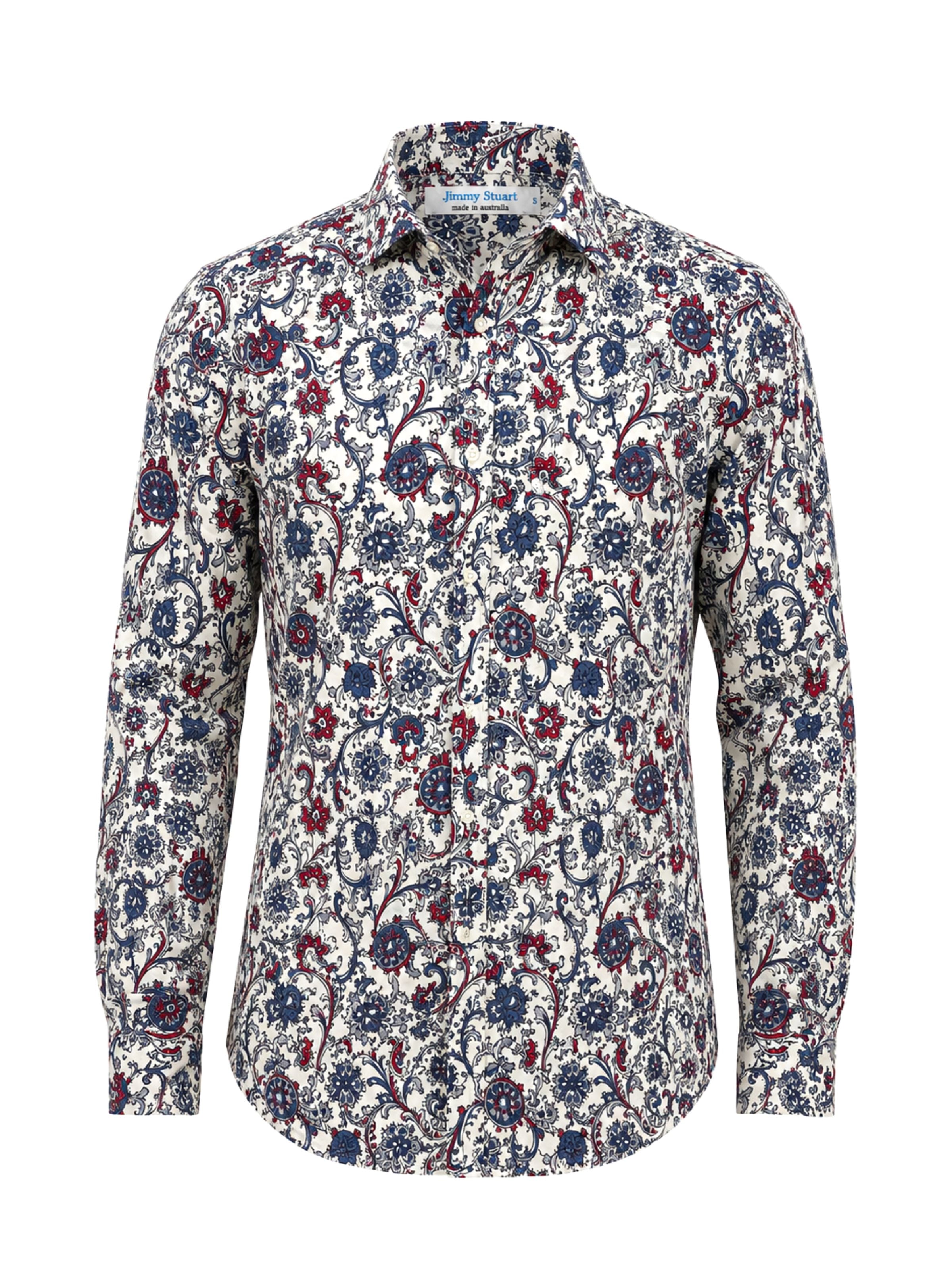 Wicked Paisley Cotton L/S Shirt - Blue/Red