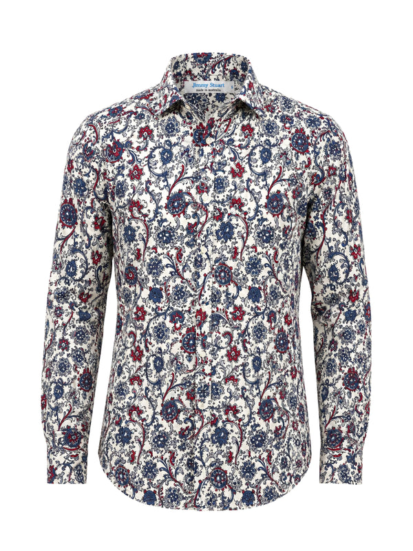 Wicked Paisley Cotton L/S Shirt - Blue/Red